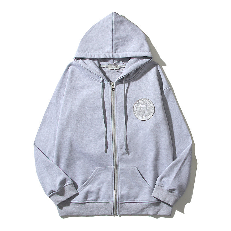 Cardigan Baseball Jacket Rep Kweichow Moutai Goddess Embroidered Badge Open Chest Zipper Sweater