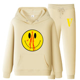 Vlone Hoodie & Pants 2 Piece Set Men'S Spring And Autumn Loose Pullover Sweatershirt