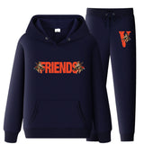 Vlone Hoodie & Pants 2 Piece Set Men'S Loose Printed Hoodie Sweater