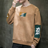 Men Hoodie Deerskin Velvet Embroidery Loose Casual