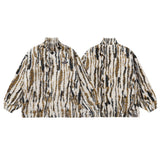 Cardigan Baseball Jacket Autumn and Winter Stand Collar Animal Pattern Lamb Wool Coat