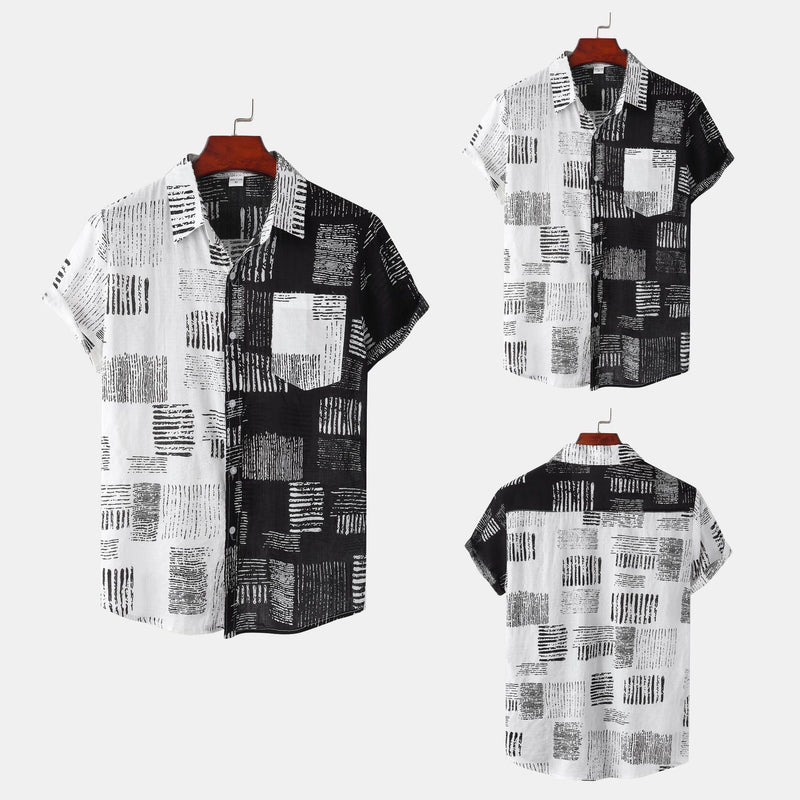 Camp Collar Shirt Digital Printed Short Sleeve Shirt