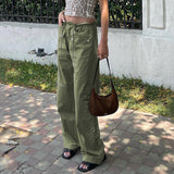 Julia Fox Low Rise Jeans Hot Girl Waist Drawstring Zipper Pocket Loose All-Match Casual Ankle-Tied Woven Retro Trousers