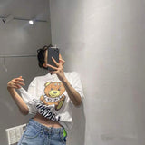 Moschino T Shirt Loose Leisure Sports Short Sleeve