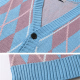 Men Sweater Plaid Jacquard Sweater Vest Men's Vest Coat