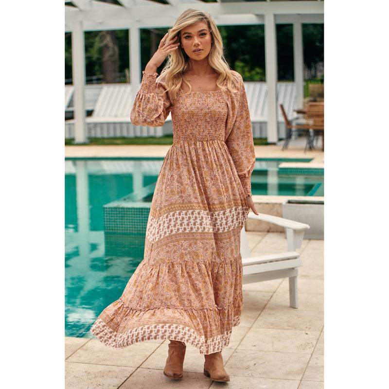 Gypsy Girl Outfits Printed Cashew Dress Green