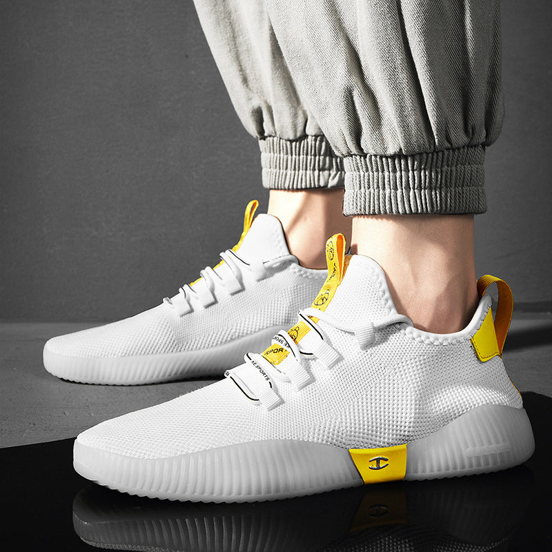 Men Sneakers Men Walking Shoes for Jogging Breathable Lightweight Shoes Summer Flying Woven White Shoes Men Breathable Lightweight Fashion