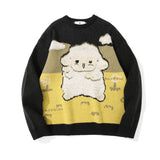 Men Sweater Lamb Pattern Brocade Sweater Men 'S Round Neck Pullover