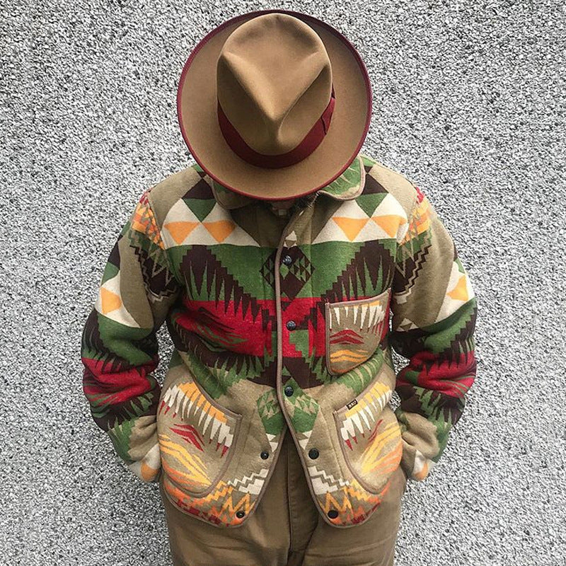Mens Winter Coats Man Fall Outfits Men's Jacket Multicolor Printing Casual Coat Men's Autumn