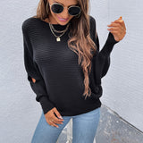 Women Pullover Knit Sweater Women's Autumn and Winter Sleeve Hollow Sweater