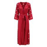 Beth Dutton Bohemian Dress Winter Autumn Midi Dresses SUNFLOWER V-neck Dress