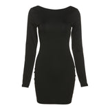 Music Festivals Rave Outfits Dress Autumn and Winter Women's round Neck Long Sleeve Sexy Dress