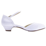 Low Heel Wedding Shoes White Low-Cut Chunky Heel Women's Shoes Low Heel 3cm High Heel Women's Shoes