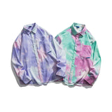Man Fall Outfis Autumn Clothes Art Printing and Dyeing Long-Sleeved Shirt Men's Loose BF Style Couple Casual Thin Coat