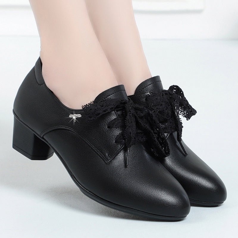 Women Black Dress Shoes Leather Shoes