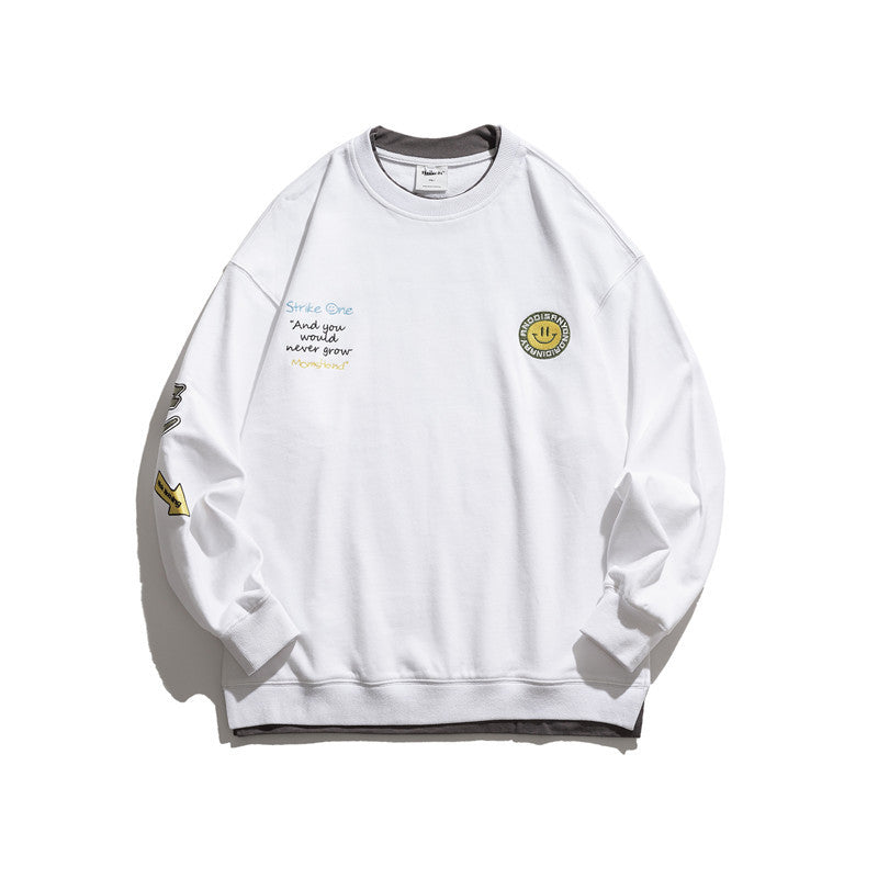 Crew Neck Sweatshirts for Men Men's Retro Cartoon round Neck Sweater Men's Loose Casual