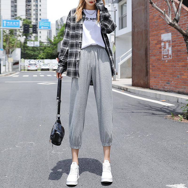 Grey Sweatpants Autumn and Winter Sports Pants Women's Pants Loose