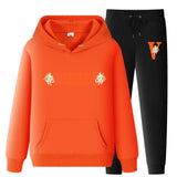 Vlone Hoodie & Pants 2 Piece Set Printed Sweater Casual