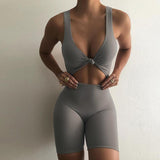 Summer Women's New Collection Sexy Cutout Sleeveless Low-Cut High Waist Tight Casual Sports Jumpsuit