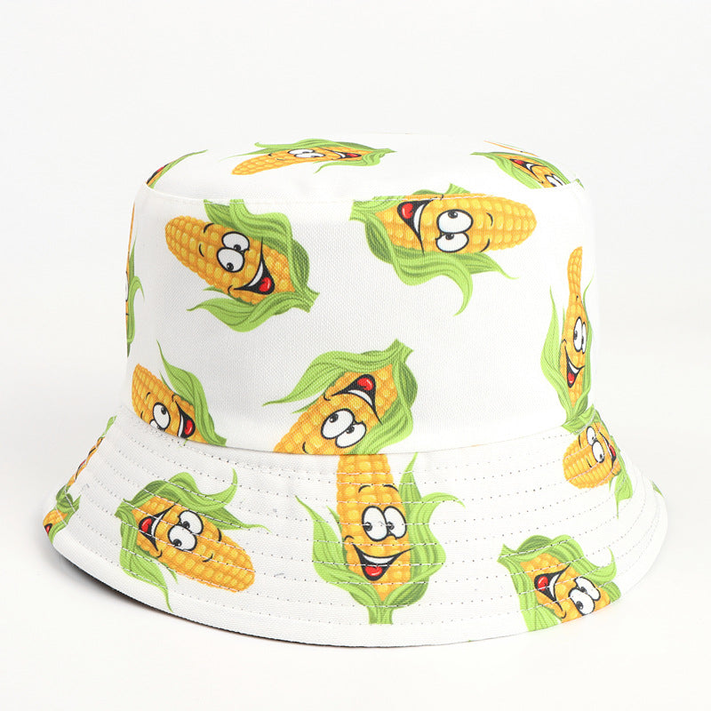 Bucket Hat Fishing Cap Cotton Print Fisherman Hat Printed Cartoon Fashion Men and Women Outdoor Sun Hat