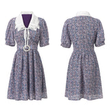MIDI Mauve Wrap Dress Chiffon Dress for Women Summer Purple Printed Figure Flattering Short Skirt
