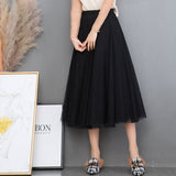 MIDI Mauve Skirt Women's Clothing Mesh Skirt Autumn Middle Fairy Female Dress