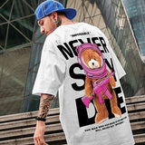 Men T-Shirts Loose Bear Printed Half Sleeves
