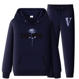 Vlone Hoodie & Pants 2 Piece Set V Printing Stylish Casual Hooded