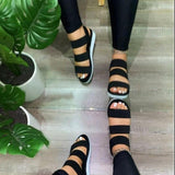 Women Open Toe Sandals Flats Summer Solid Color Flat Lightweight Sandals Plus Size