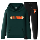 Vlone Hoodie & Pants 2 Piece Set Printed Sweater Casual