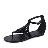 Women Open Toe Sandals Flats Summer Low-Top Sandals Round Toe Hollow-out Flat Shoes