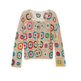 Coachella Music Festival Outfits Knitwear Hollow out Coat Long Sleeve Top