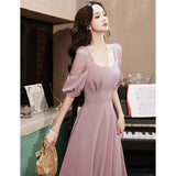 Mauve Dress Bridesmaid Wedding Dress Summer