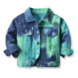Children Jean Jackets Spring Denim Tie-Dyed Denim Jacket Ripped Jacket