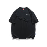 Men T Shitrs Letter Printing Fake Two-Piece Round Neck
