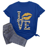 Valentine's Day T Shirts Couples T-shirt Female with Hearts Printed Short Sleeve T-shirt Short Sleeve