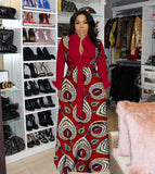 Romany Gypsy Outfits Digital Printed Large Swing Skirt with Belt Dress
