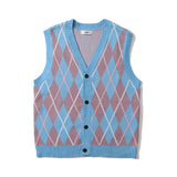 Men Sweater Plaid Jacquard Sweater Vest Men's Vest Coat