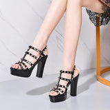 Platform Heels for Women High Heel Rivet Nude Sandals