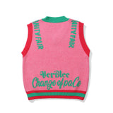 Men Sweater Flower Jacquard Color Matching Sleeveless Sweater Vest Men