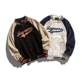 Man Fall Outfis Autumn Vintage Contrast Color Corduroy Letters Embroidered Baseball Uniform Preppy Style Top Men