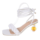 High Heels Ladies Sandals Summer Woven Lace-up High Heel Sandals Lace-up Plus Size