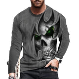 Skull T Shirt 3D Digital Printing Skull Retro Crew Neck T-shirt Men's Long Sleeve