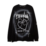 Man Fall Outfits Dark High Street Style Hand-Painted Graffiti Printing Long-Sleeved T-shirt Men's Top