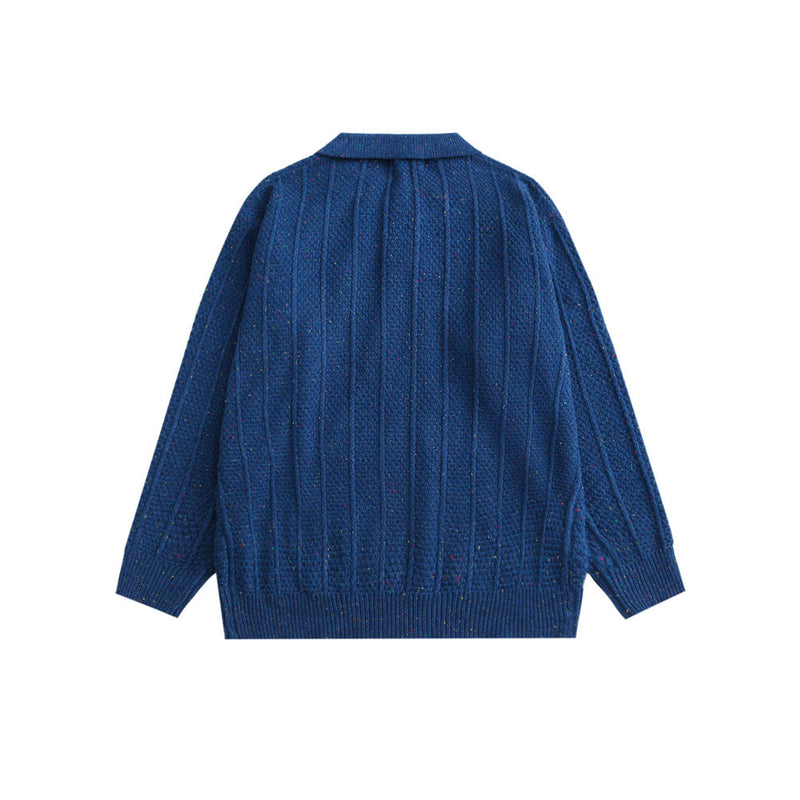 Men Sweater Men's Lapel Sweater Half-Open Collar Pullover
