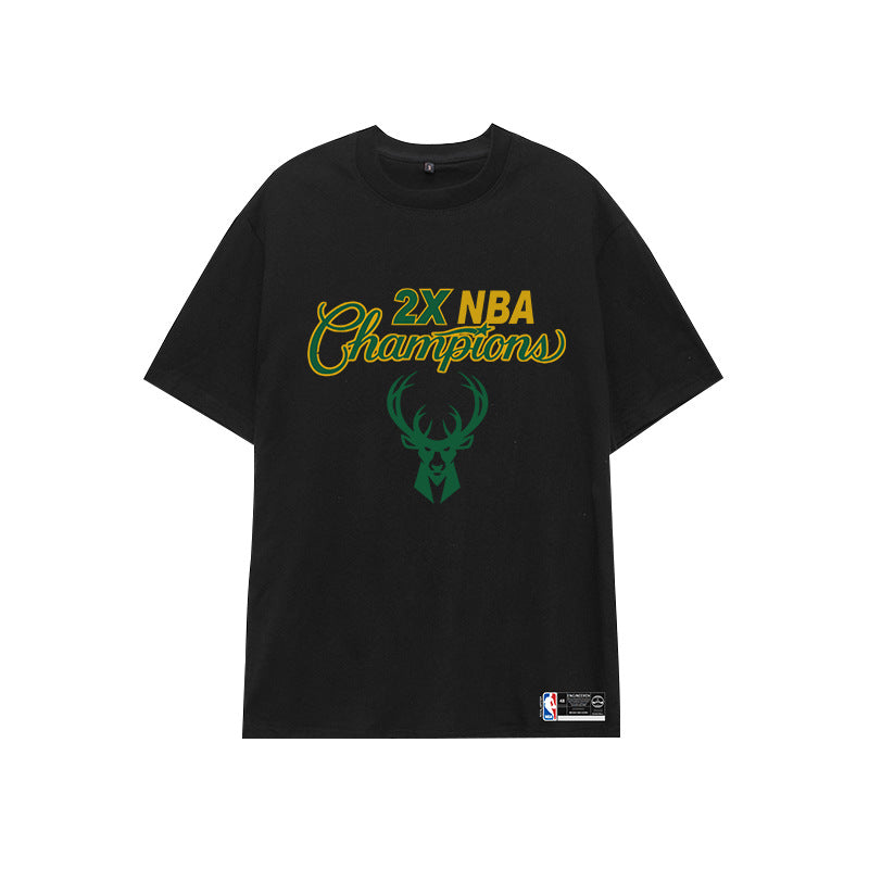 Basketball Sports T Shirt Nba Stag No. 34 Basketball Sports Student Short Sleeve T-Shirt Men
