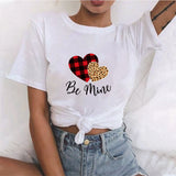 Valentine's Day T Shirts Couples Leopard Plaid Love Women's T-shirt Loose T-shirt