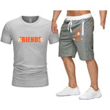 Vlone T Shirts & Shorts 2 Piece Set Large V Printed Short Sleeve Loose Short Sleeve T-Shirt Shorts