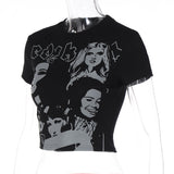 Vintage Y2g Shirts T-shirt Printed Pattern round Neck Short Sleeve Slim Fit