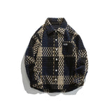 Man Fall Outfits Plaid Stitching Polo Collar Jacket Men's and Women's Casual Jacket